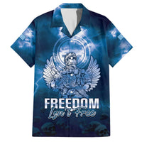 Federated States of Micronesia Veterans Day Family Matching Off The Shoulder Long Sleeve Dress and Hawaiian Shirt May We Never Forget Freedom Isn't Free LT05 Dad's Shirt - Short Sleeve Blue - Polynesian Pride