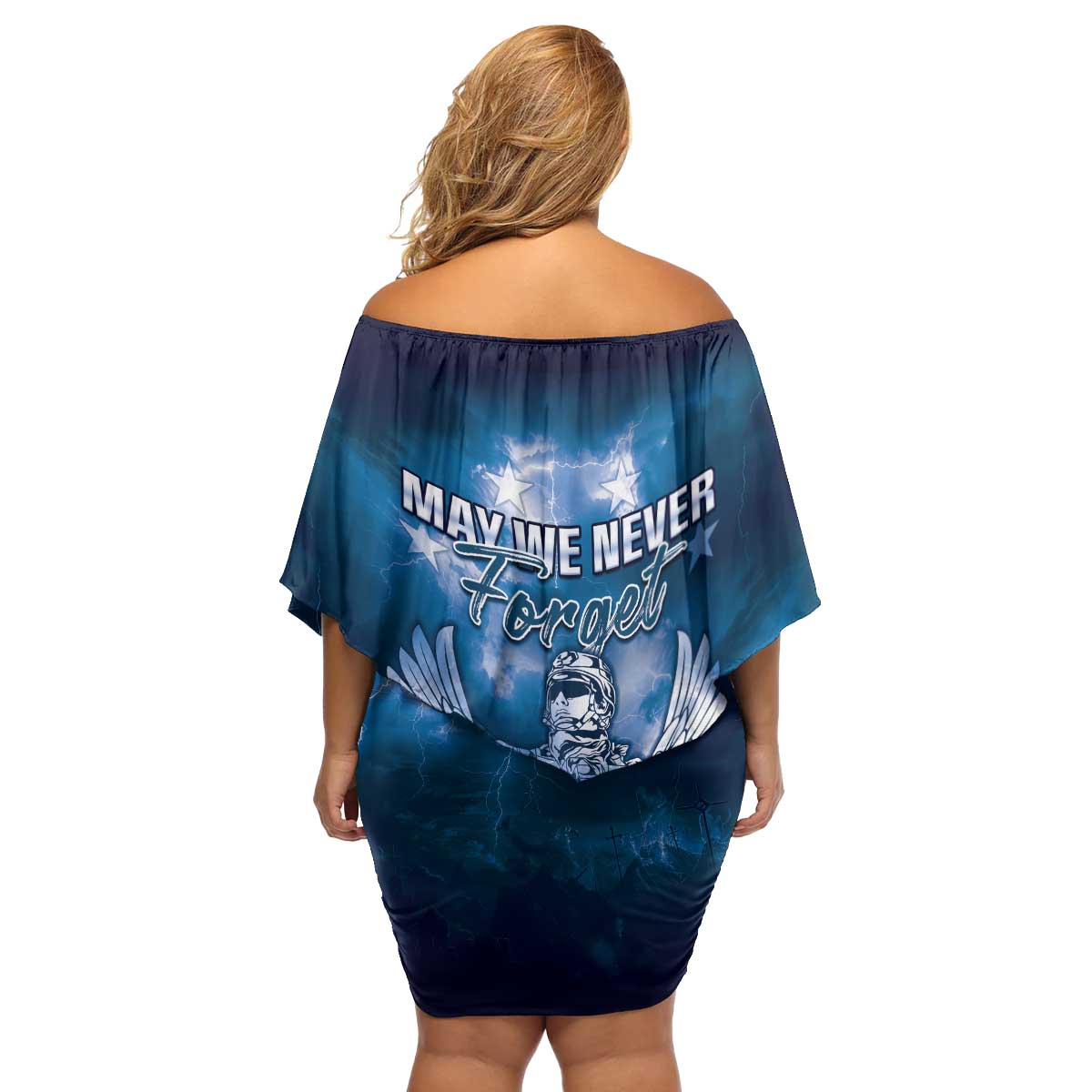 Federated States of Micronesia Veterans Day Family Matching Off Shoulder Short Dress and Hawaiian Shirt May We Never Forget Freedom Isn't Free LT05 - Polynesian Pride
