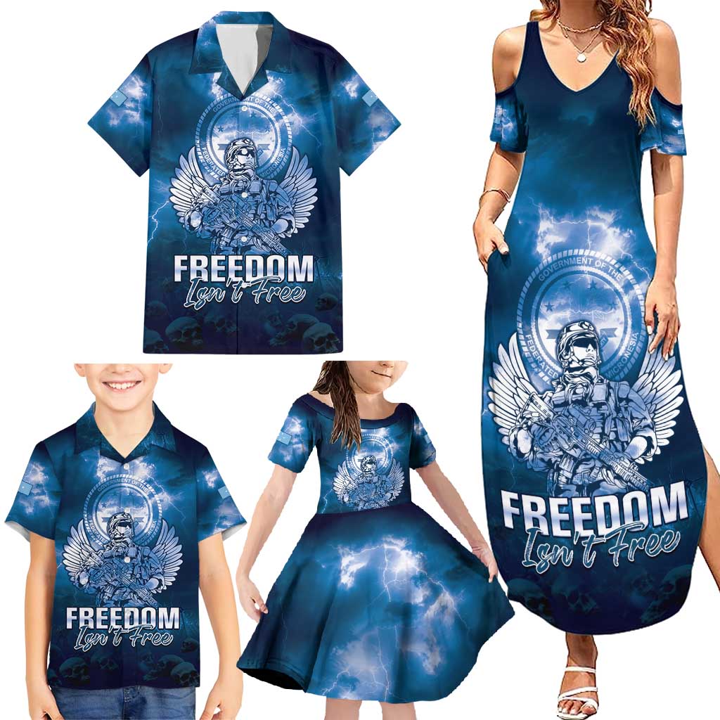 Federated States of Micronesia Veterans Day Family Matching Summer Maxi Dress and Hawaiian Shirt May We Never Forget Freedom Isn't Free LT05 - Polynesian Pride