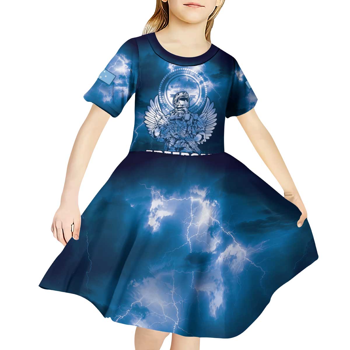 Federated States of Micronesia Veterans Day Kid Short Sleeve Dress May We Never Forget Freedom Isn't Free LT05 - Polynesian Pride