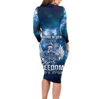 Federated States of Micronesia Veterans Day Long Sleeve Bodycon Dress May We Never Forget Freedom Isn't Free