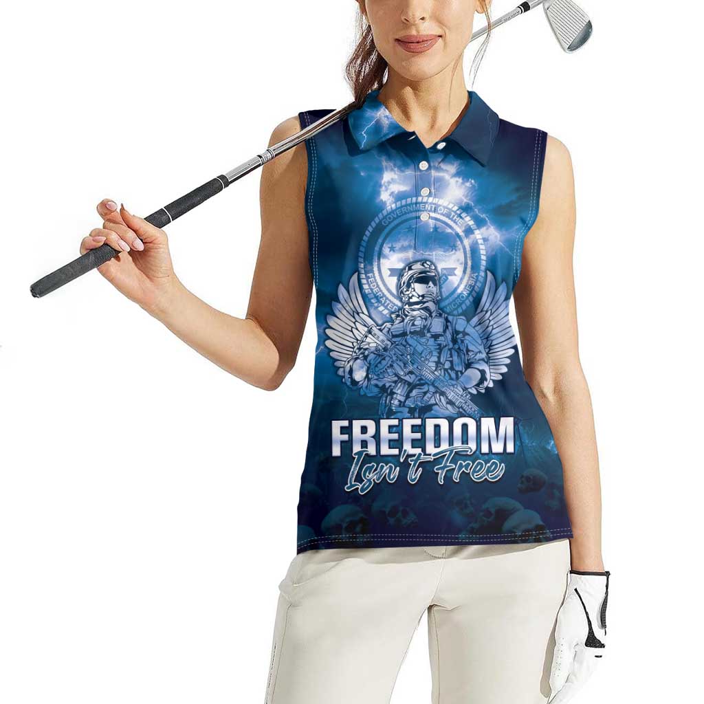 Federated States of Micronesia Veterans Day Women Sleeveless Polo Shirt May We Never Forget Freedom Isn't Free LT05 - Polynesian Pride