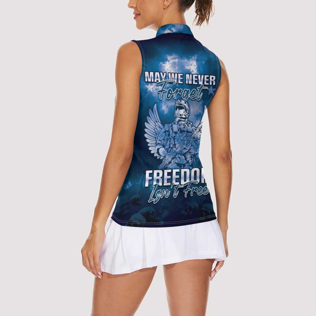 Federated States of Micronesia Veterans Day Women Sleeveless Polo Shirt May We Never Forget Freedom Isn't Free LT05 - Polynesian Pride