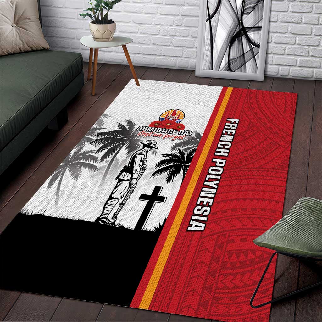 French Polynesia Armistice Day Area Rug Lest We Forget Flag Style