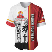 French Polynesia Armistice Day Baseball Jersey Lest We Forget Flag Style LT05 Red - Polynesian Pride