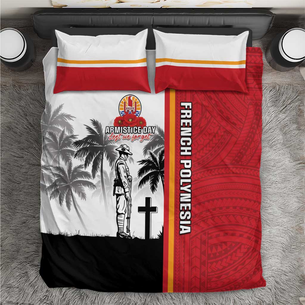 French Polynesia Armistice Day Bedding Set Lest We Forget Flag Style LT05 Red - Polynesian Pride