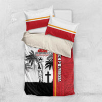French Polynesia Armistice Day Bedding Set Lest We Forget Flag Style LT05 US Twin 172cm x 218cm Red - Polynesian Pride