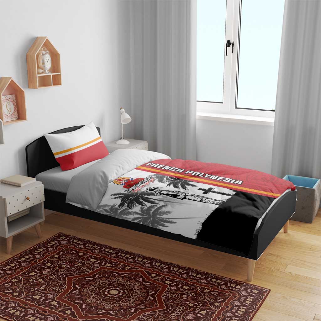 French Polynesia Armistice Day Bedding Set Lest We Forget Flag Style LT05 - Polynesian Pride