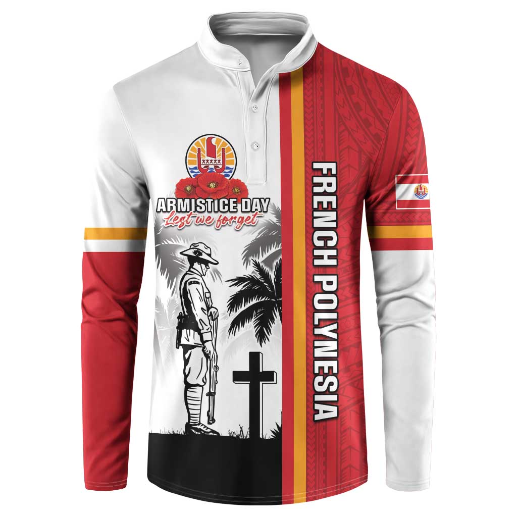 French Polynesia Armistice Day Button Sweatshirt Lest We Forget Flag Style LT05 Red - Polynesian Pride