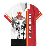 French Polynesia Armistice Day Family Matching Mermaid Dress and Hawaiian Shirt Lest We Forget Flag Style LT05 Dad's Shirt - Short Sleeve Red - Polynesian Pride