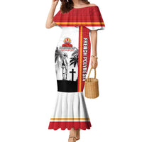 French Polynesia Armistice Day Family Matching Mermaid Dress and Hawaiian Shirt Lest We Forget Flag Style LT05 Mom's Dress Red - Polynesian Pride