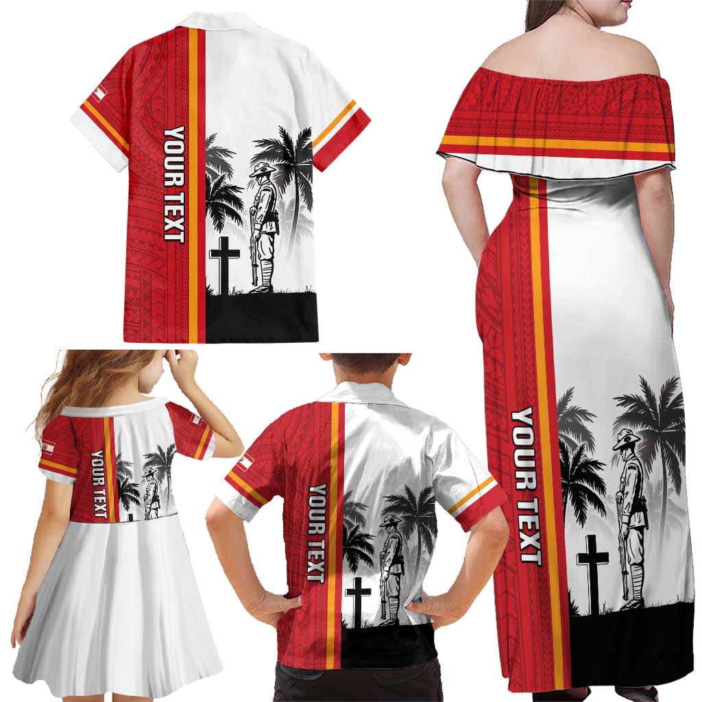 French Polynesia Armistice Day Family Matching Off Shoulder Maxi Dress and Hawaiian Shirt Lest We Forget Flag Style LT05 - Polynesian Pride