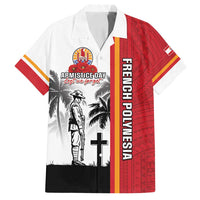 French Polynesia Armistice Day Family Matching Puletasi and Hawaiian Shirt Lest We Forget Flag Style LT05 Dad's Shirt - Short Sleeve Red - Polynesian Pride
