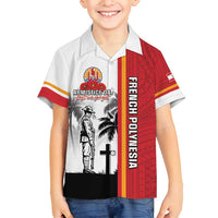 French Polynesia Armistice Day Family Matching Puletasi and Hawaiian Shirt Lest We Forget Flag Style LT05 Son's Shirt Red - Polynesian Pride