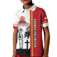 French Polynesia Armistice Day Kid Polo Shirt Lest We Forget Flag Style LT05 Kid Red - Polynesian Pride