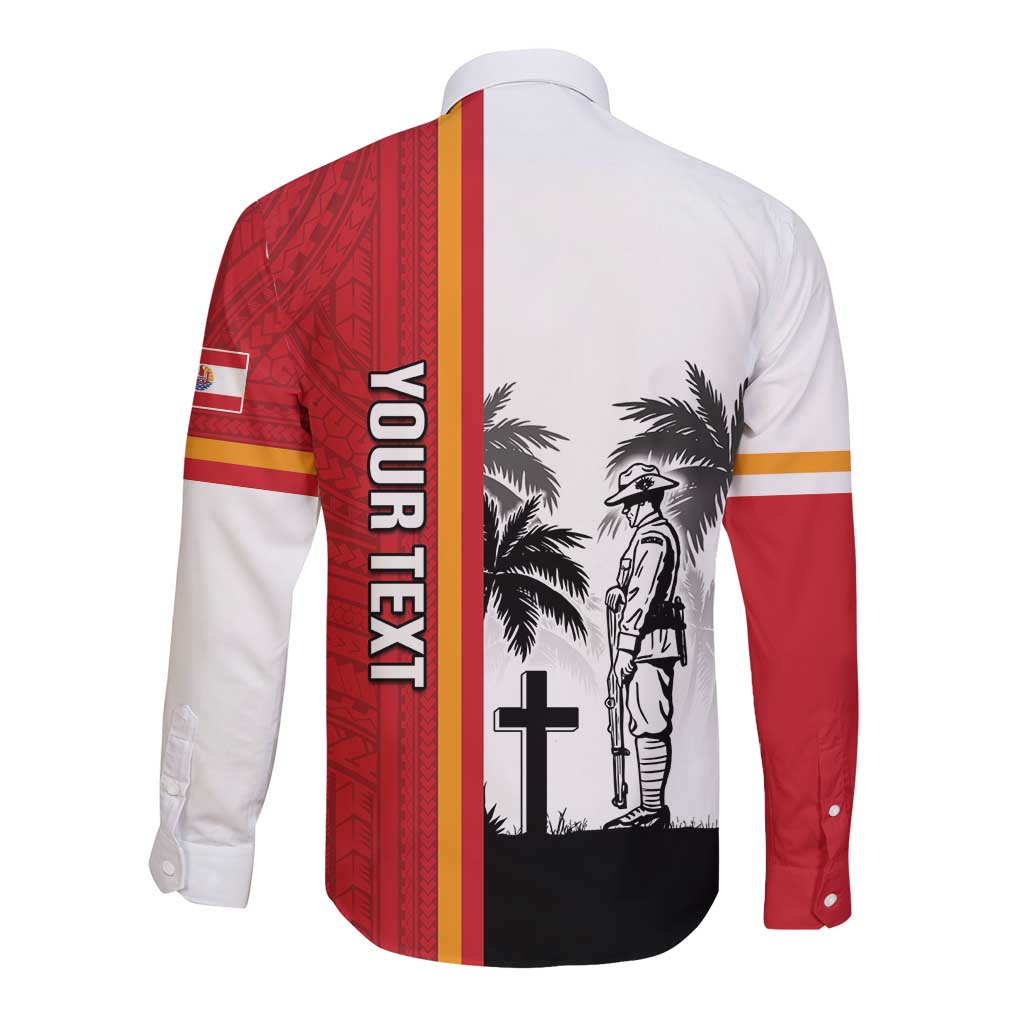 French Polynesia Armistice Day Long Sleeve Button Shirt Lest We Forget Flag Style LT05 - Polynesian Pride