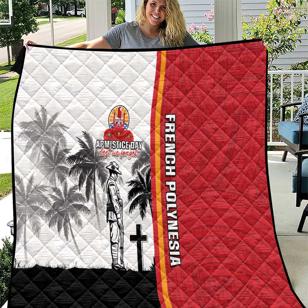 French Polynesia Armistice Day Quilt Lest We Forget Flag Style LT05 Red - Polynesian Pride