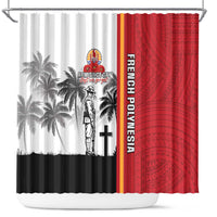 French Polynesia Armistice Day Shower Curtain Lest We Forget Flag Style LT05 Red - Polynesian Pride