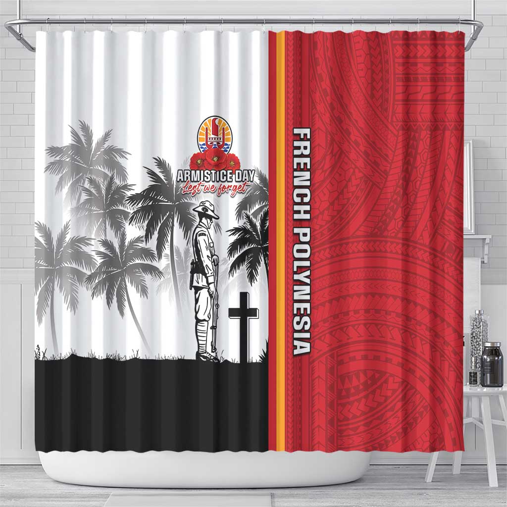 French Polynesia Armistice Day Shower Curtain Lest We Forget Flag Style LT05 - Polynesian Pride