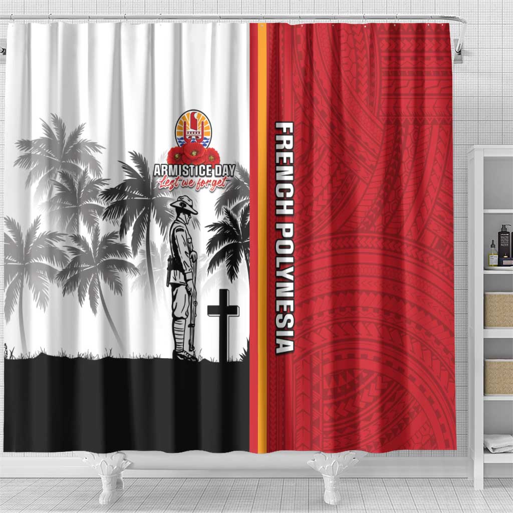 French Polynesia Armistice Day Shower Curtain Lest We Forget Flag Style LT05 - Polynesian Pride