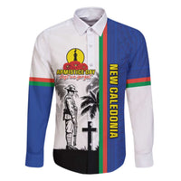 New Caledonia Armistice Day Family Matching Long Sleeve Bodycon Dress and Hawaiian Shirt Lest We Forget Flag Style LT05 Dad's Shirt - Long Sleeve Navy - Polynesian Pride