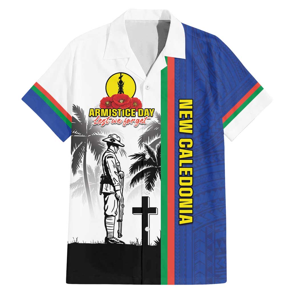New Caledonia Armistice Day Family Matching Mermaid Dress and Hawaiian Shirt Lest We Forget Flag Style LT05 Dad's Shirt - Short Sleeve Navy - Polynesian Pride