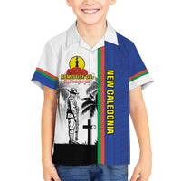 New Caledonia Armistice Day Family Matching Off The Shoulder Long Sleeve Dress and Hawaiian Shirt Lest We Forget Flag Style LT05 Son's Shirt Navy - Polynesian Pride