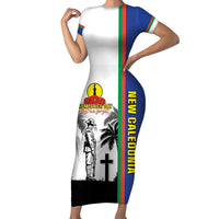 New Caledonia Armistice Day Family Matching Short Sleeve Bodycon Dress and Hawaiian Shirt Lest We Forget Flag Style LT05 Mom's Dress Navy - Polynesian Pride