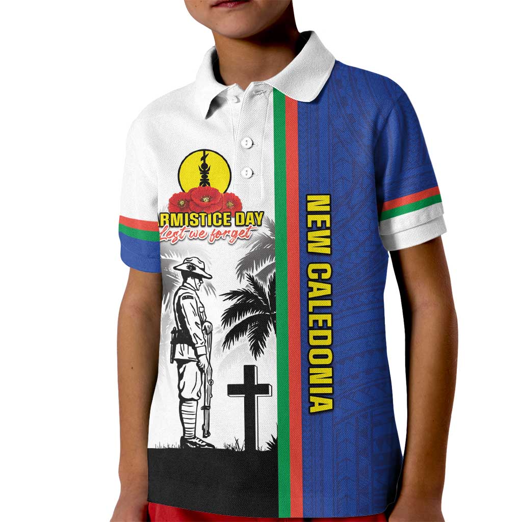 New Caledonia Armistice Day Kid Polo Shirt Lest We Forget Flag Style LT05 Kid Navy - Polynesian Pride