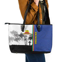 New Caledonia Armistice Day Leather Tote Bag Lest We Forget Flag Style LT05 - Polynesian Pride