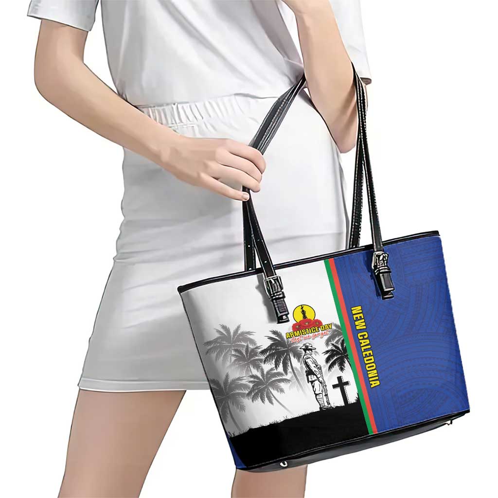 New Caledonia Armistice Day Leather Tote Bag Lest We Forget Flag Style LT05 - Polynesian Pride