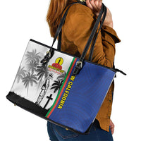 New Caledonia Armistice Day Leather Tote Bag Lest We Forget Flag Style LT05 - Polynesian Pride