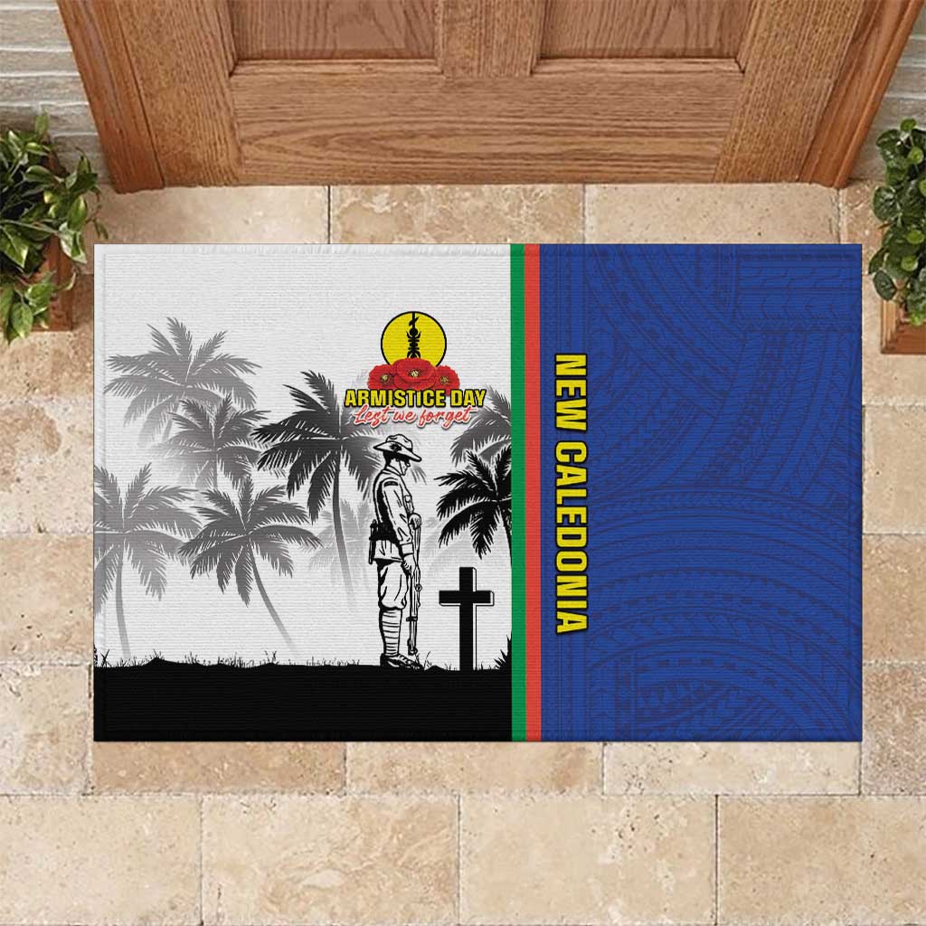 New Caledonia Armistice Day Rubber Doormat Lest We Forget Flag Style LT05 Navy - Polynesian Pride