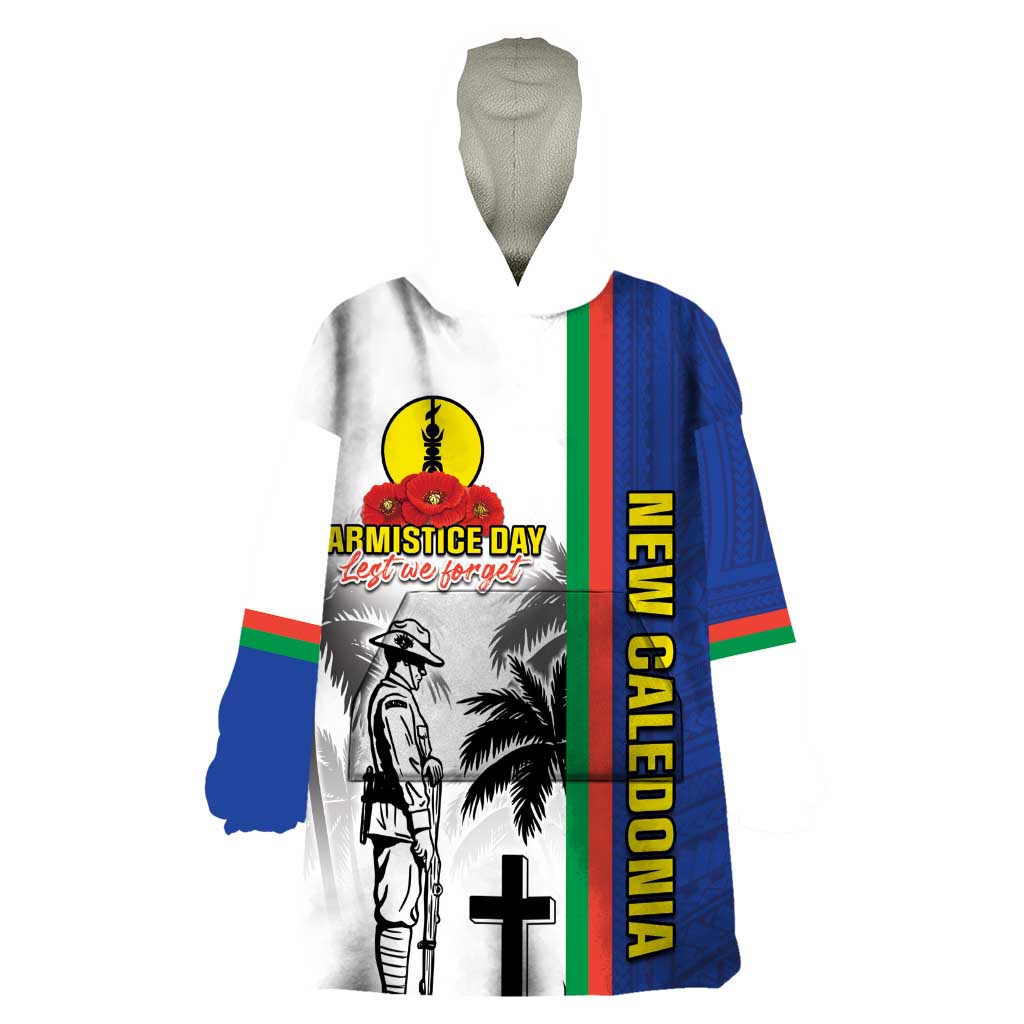 New Caledonia Armistice Day Wearable Blanket Hoodie Lest We Forget Flag Style