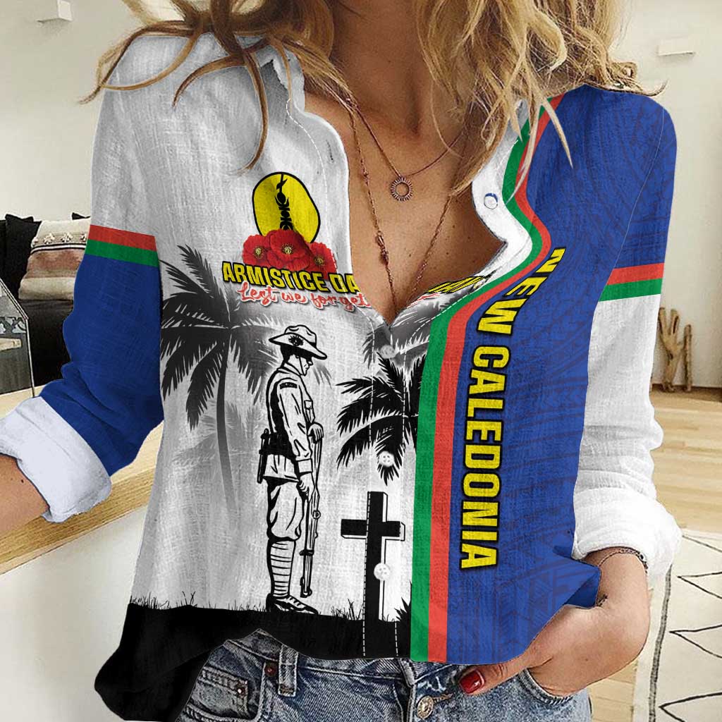 New Caledonia Armistice Day Women Casual Shirt Lest We Forget Flag Style LT05 Female Navy - Polynesian Pride