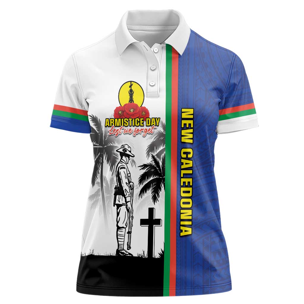 New Caledonia Armistice Day Women Polo Shirt Lest We Forget Flag Style