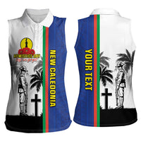 New Caledonia Armistice Day Women Sleeveless Polo Shirt Lest We Forget Flag Style LT05 - Polynesian Pride