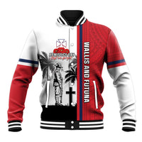 Wallis and Futuna Armistice Day Baseball Jacket Lest We Forget Flag Style LT05 Unisex White - Polynesian Pride