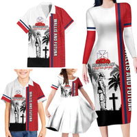 Wallis and Futuna Armistice Day Family Matching Long Sleeve Bodycon Dress and Hawaiian Shirt Lest We Forget Flag Style LT05 - Polynesian Pride
