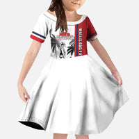 Wallis and Futuna Armistice Day Family Matching Off The Shoulder Long Sleeve Dress and Hawaiian Shirt Lest We Forget Flag Style LT05 Daughter's Dress White - Polynesian Pride
