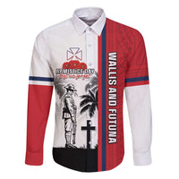 Wallis and Futuna Armistice Day Family Matching Tank Maxi Dress and Hawaiian Shirt Lest We Forget Flag Style LT05 Dad's Shirt - Long Sleeve White - Polynesian Pride