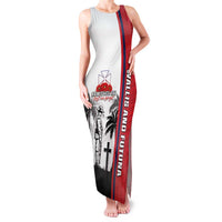 Wallis and Futuna Armistice Day Family Matching Tank Maxi Dress and Hawaiian Shirt Lest We Forget Flag Style LT05 Mom's Dress White - Polynesian Pride