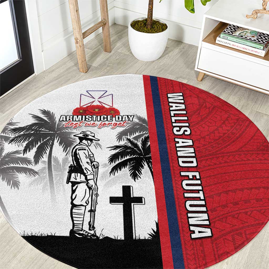 Wallis and Futuna Armistice Day Round Carpet Lest We Forget Flag Style LT05 White - Polynesian Pride