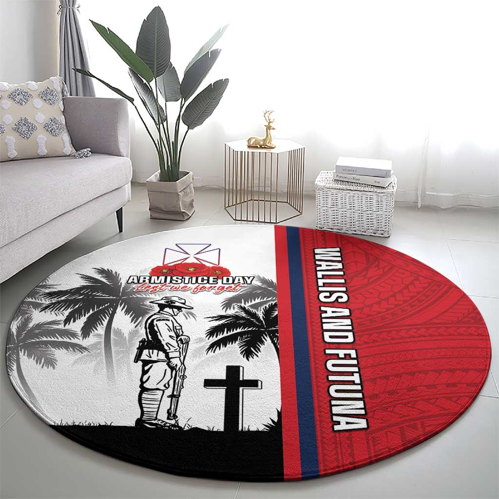 Wallis and Futuna Armistice Day Round Carpet Lest We Forget Flag Style LT05 - Polynesian Pride