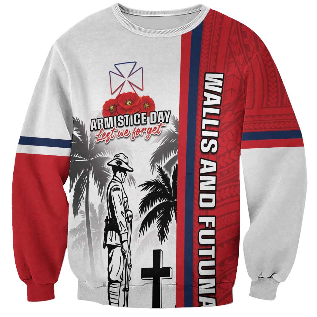 Wallis and Futuna Armistice Day Sweatshirt Lest We Forget Flag Style LT05 Unisex White - Polynesian Pride