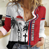 Wallis and Futuna Armistice Day Women Casual Shirt Lest We Forget Flag Style LT05 Female White - Polynesian Pride