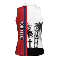 Wallis and Futuna Armistice Day Women Sleeveless Polo Shirt Lest We Forget Flag Style LT05 - Polynesian Pride