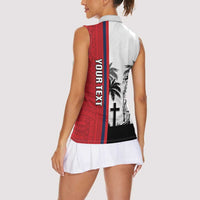 Wallis and Futuna Armistice Day Women Sleeveless Polo Shirt Lest We Forget Flag Style LT05 - Polynesian Pride