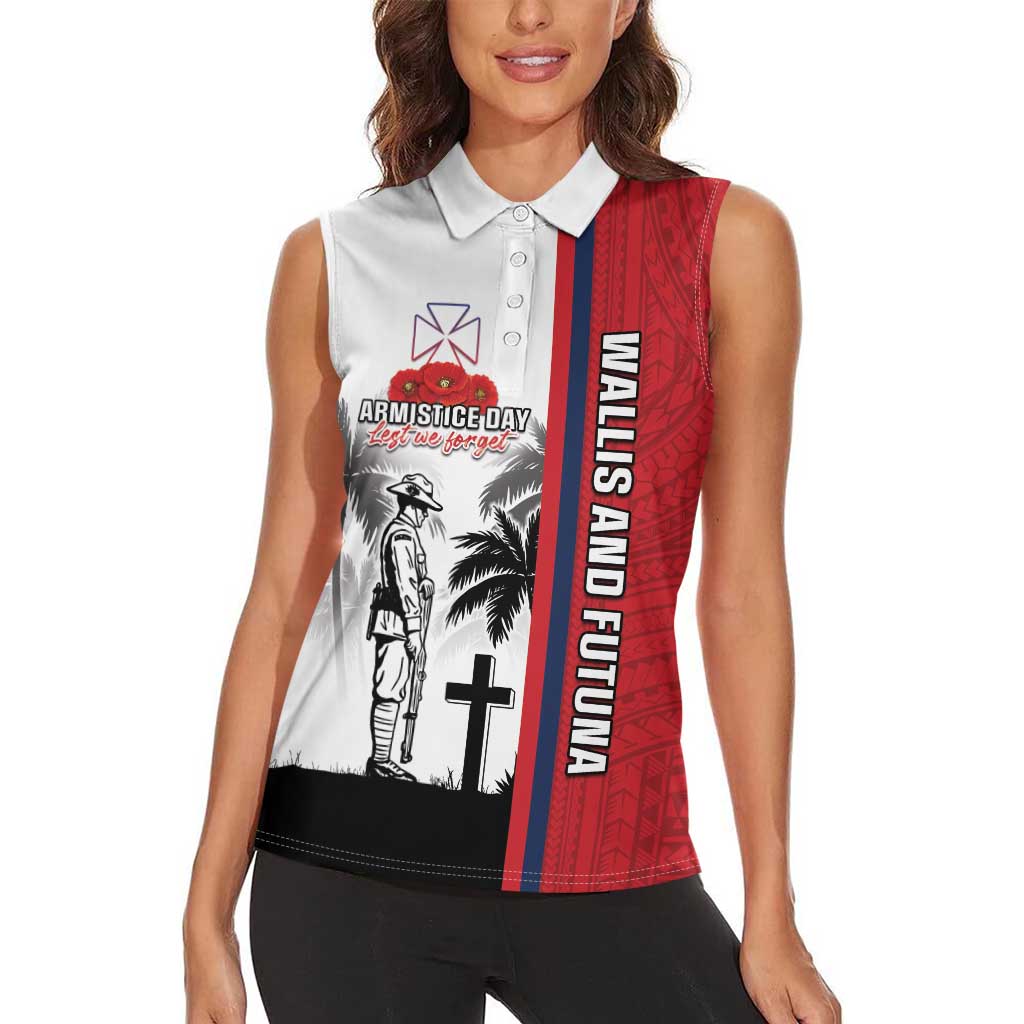 Wallis and Futuna Armistice Day Women Sleeveless Polo Shirt Lest We Forget Flag Style LT05 - Polynesian Pride