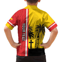 Marquesas Islands Armistice Day Family Matching Off The Shoulder Long Sleeve Dress and Hawaiian Shirt Lest We Forget Flag Style